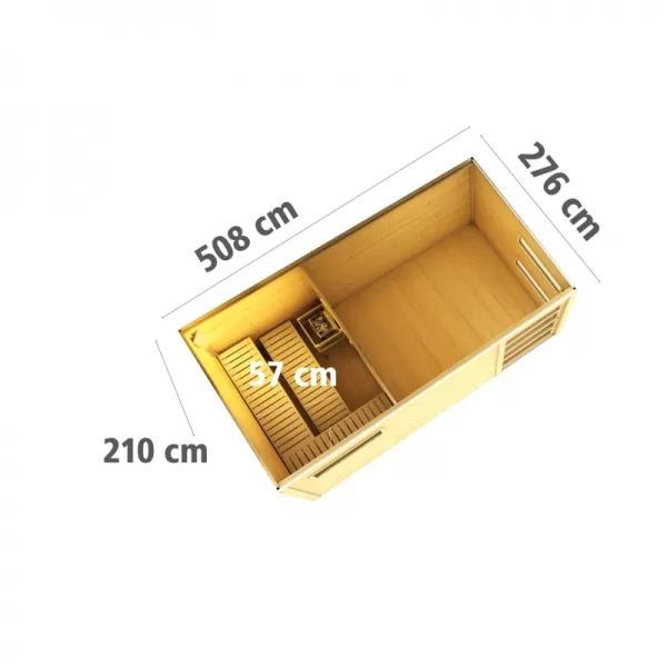 Finská sauna KARIBU HYGGE (86313) šedá s předsíní LG1978