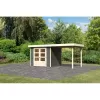 Dřevěný domek KARIBU ASKOLA 3 + přístavek 240 cm (82905) šedý LG1765