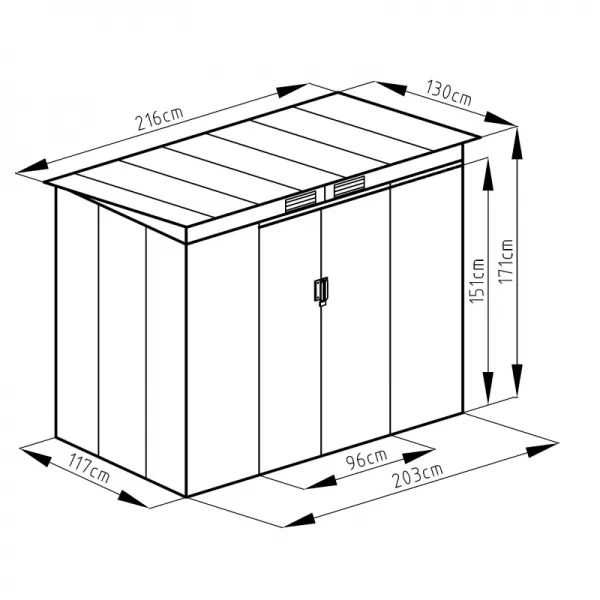 Plechový domek LANITPLAST HALLE 74 ANTRACIT LG4023