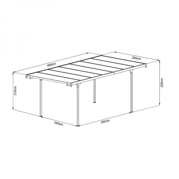 Hliníková pergola LANITPLAST ALU 53 antracit + čirý PC LG4148