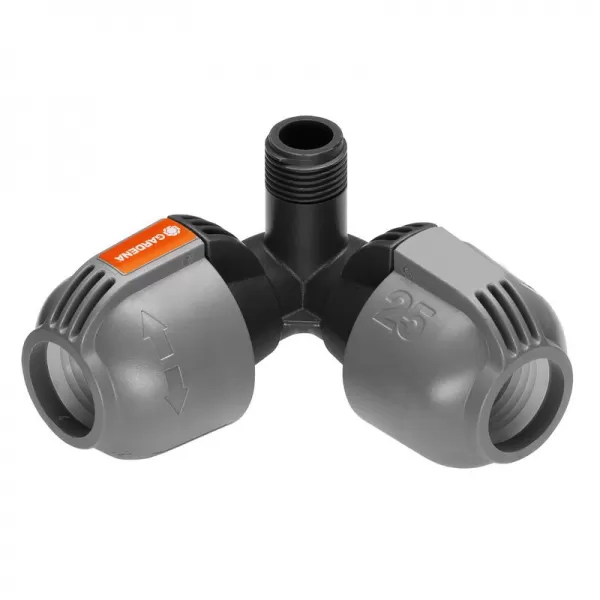 L-kus Gardena 25 mm x vnější závit 1/2", rohová přípojka zadešťovače 2782-20