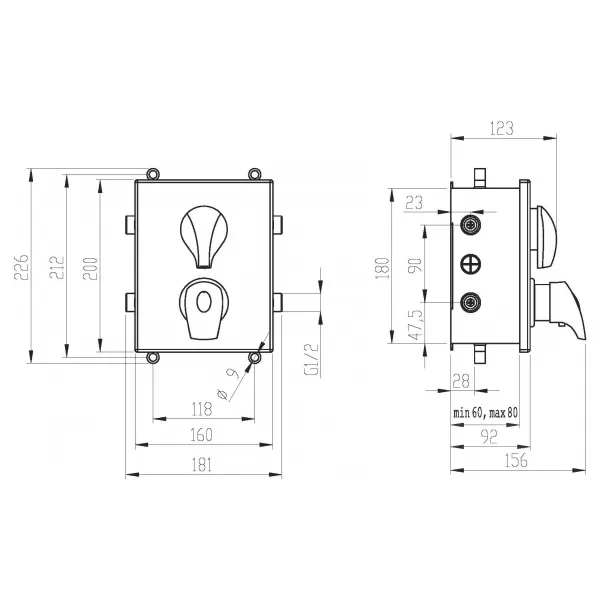 Podomítková termostatická baterie s boxem 2 vývody Novaservis BOX57052RT,0