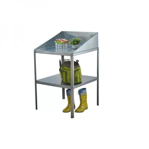 Ocelový regál 60x60x41/81 cm dvoupolicový stříbrný GSE3 LANITPLAST LG2712