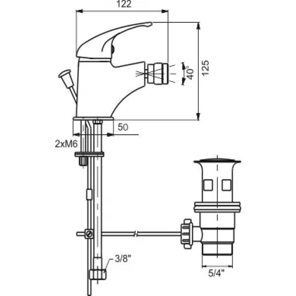 Bidetová baterie s výpustí Metalia 55 chrom Novaservis 55011,0