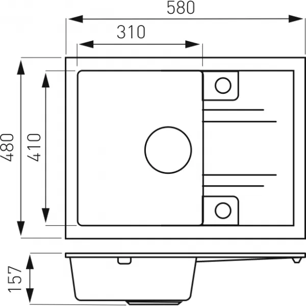 Granitový dřez s odkapem, s přepadem z dřezu, grafit Novaservis DRGM48/58HA