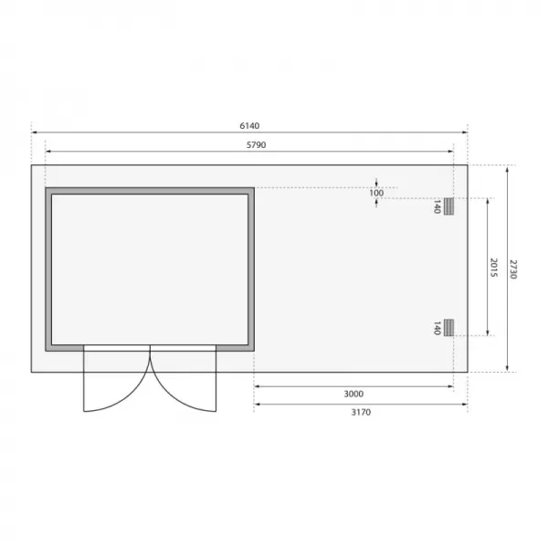 Dřevěný domek KARIBU BASTRUP 3 + přístavek 300 cm včetně zadní stěny (9303) natur LG3009