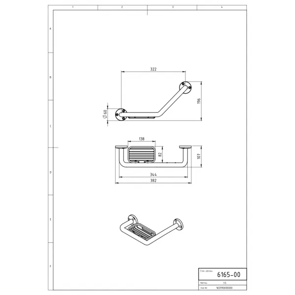Lomené madlo k vaně s drátěnou mýdlenkou Metalia 1 chrom Novaservis 6165,0