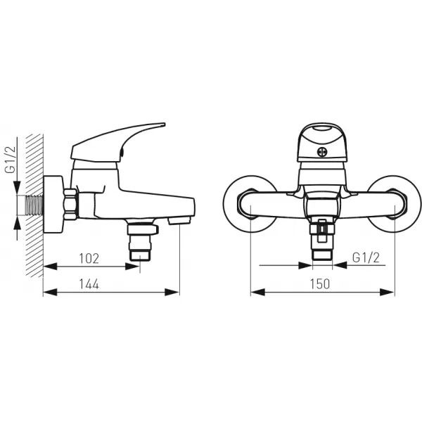 Vanová nástěnná baterie bez příslušenství150 mm ONE chrom Novaservis BFO1