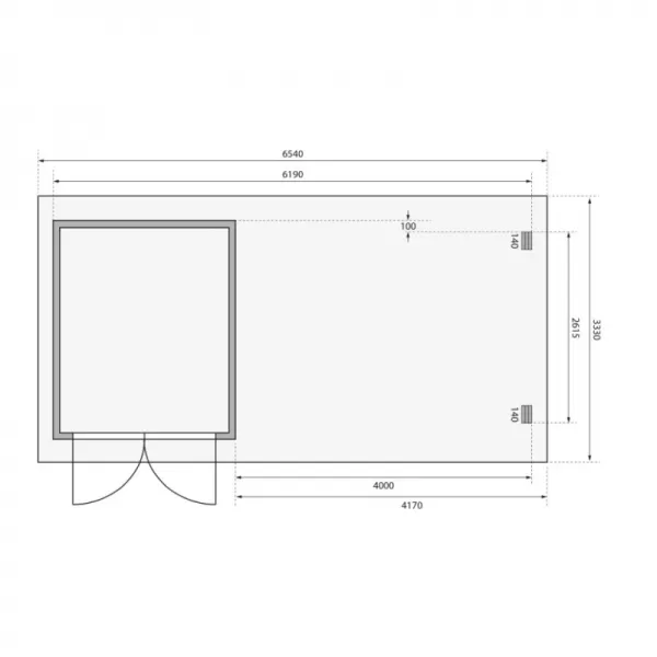 Dřevěný domek KARIBU BASTRUP 4 + přístavek 400 cm včetně zadní stěny (9306) natur LG2882