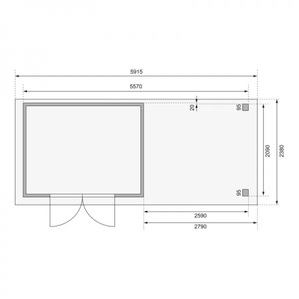 Dřevěný domek KARIBU KERKO 4 + přístavek 280 cm (82944) natur LG2975