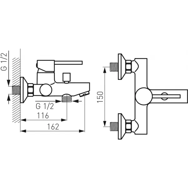 Vanová nástěnná baterie FIESTA 150 mm Novaservis BFI1