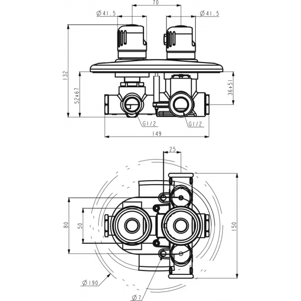 Sprchová baterie termostatická podomítková Aquamat chrom Novaservis 2650,0