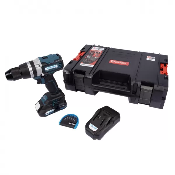 Aku vrtačka s příklepem bezuhlíková 70 Nm 18V 1x2,0Ah + nabíječka + box XTLINE XT102805-1B2B