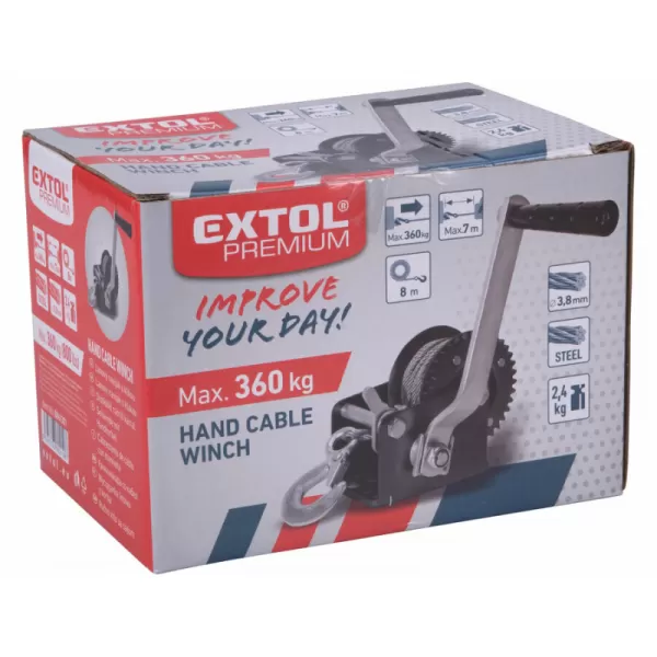 Naviják lanový s klikou, do 360kg/8m lanko EXTOL PREMIUM 8861301