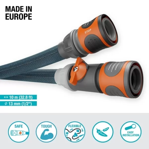 Textilní hadice Liano 10 m s přípojkou na vnitřní vodovodní kohoutky - sada Gardena 18490-20