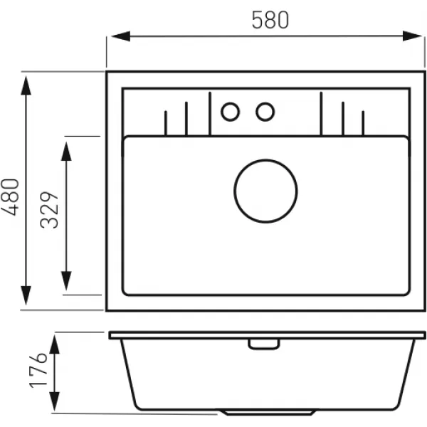 Granitový dřez, s přepadem z dřezu, grafit Novaservis DRGM1/48/58HA