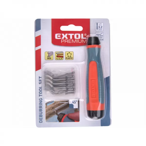 Odhrotovač univerzální, dřík 3,2mm +10ks náhradních čepelí, HSS M35 (5% Co) Extol 8803680