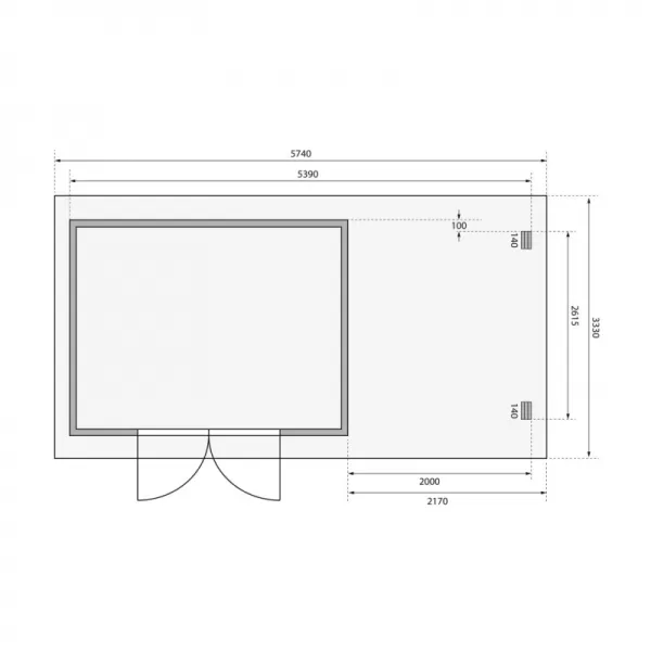 Dřevěný domek KARIBU BASTRUP 7 + přístavek 200 cm včetně zadní stěny (9313) natur LG3022