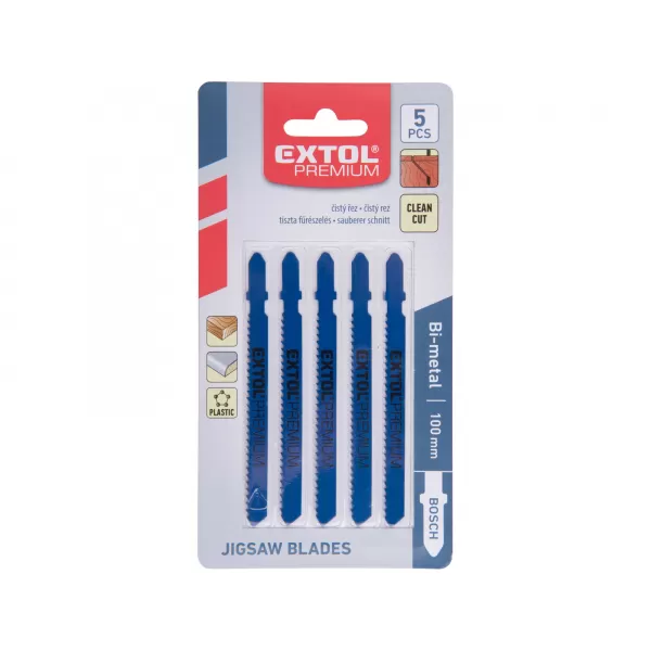 Plátky do přímočaré pily 5ks 75x2,5mm Bi-metal EXTOL PREMIUM 8805203