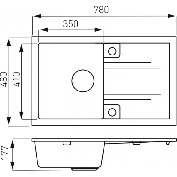 Granitový dřez s odkapem, s přepadem z dřezu, šedá Novaservis DRGM48/78GA