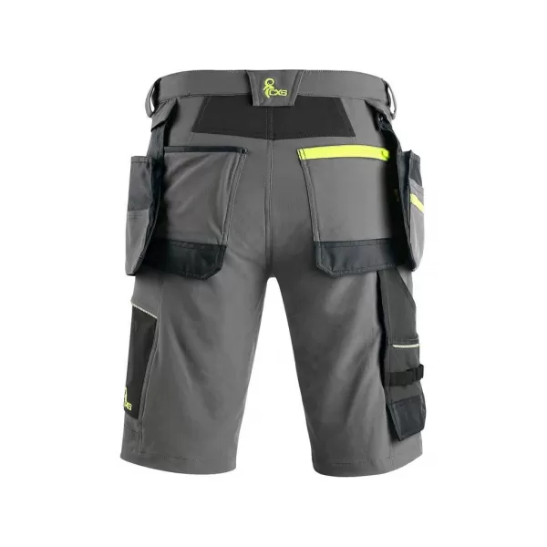 Kraťasy Canis CXS NAOS pánské, šedo-černé, HV žluté doplňky