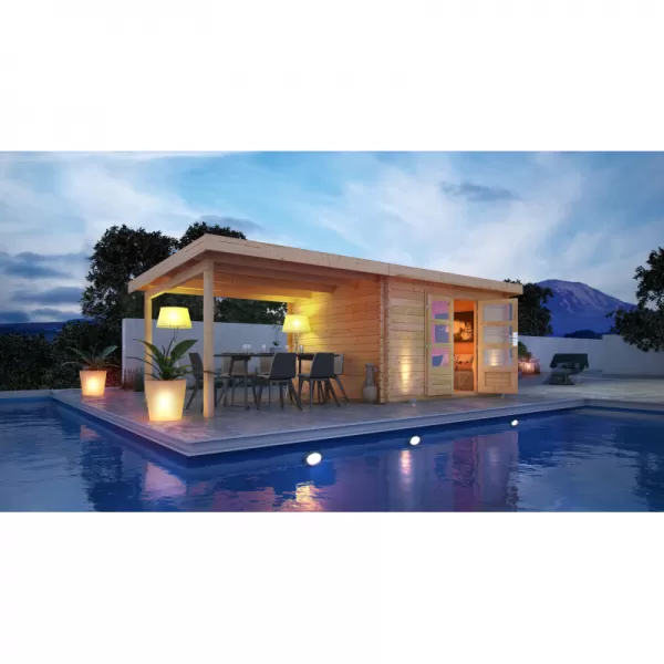 Dřevěný domek KARIBU BASTRUP 7 + přístavek 400 cm (77807) natur LG2938