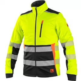 Bunda Canis CXS BENSON, výstražná, softshell, žluto-černá