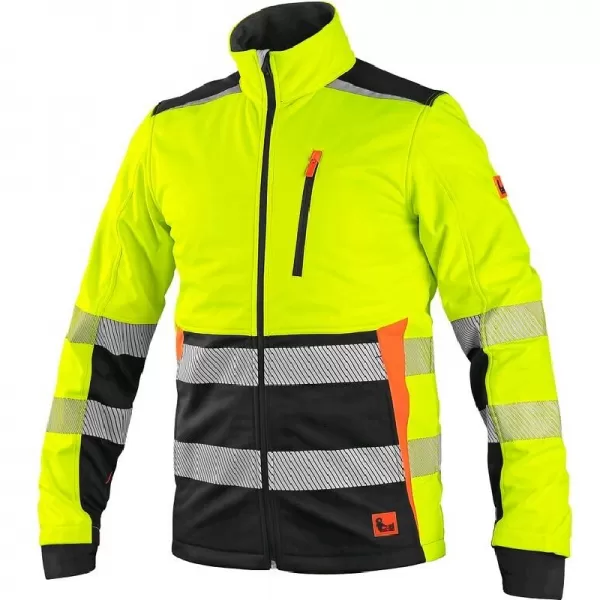 Bunda Canis CXS BENSON, výstražná, softshell, žluto-černá