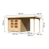 Dřevěný domek KARIBU BASTRUP 4 + přístavek 200 cm (78672) natur LG2856
