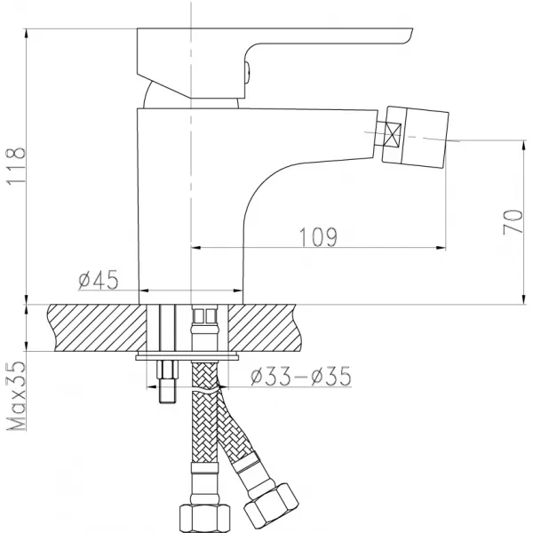 Bidetová baterie s výpustí Titania Smart chrom Novaservis 98011,0