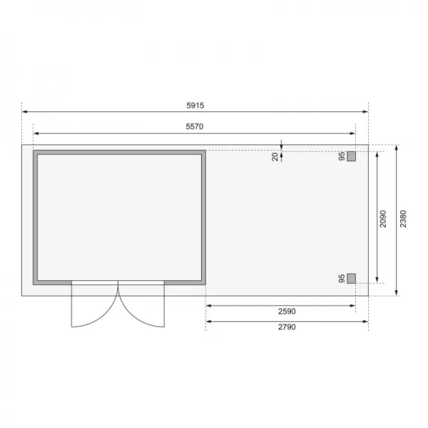 Dřevěný domek KARIBU KERKO 4 + přístavek 280 cm (82945) šedý LG2976