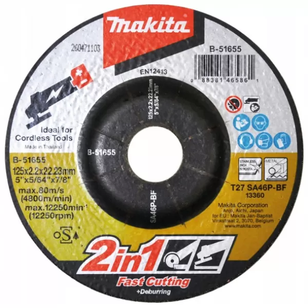 Kotouč brusný/řezný 2v1 125x2,0x22,23mm Makita B-51655