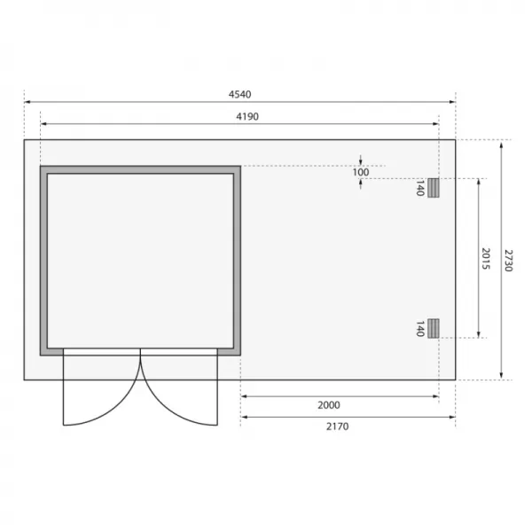 Dřevěný domek KARIBU BASTRUP 2 + přístavek 200 cm včetně zadní stěny (9300) natur LG2808