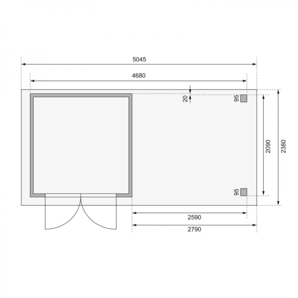Dřevěný domek KARIBU ASKOLA 2 + přístavek 280 cm (82907) šedý LG1767
