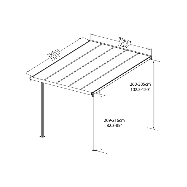 Hliníková (montovaná) pergola Palram Sierra 3000 antracit 3 x 3