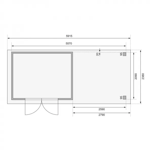 Dřevěný domek KARIBU ASKOLA 4 + přístavek 280 cm (92073) šedý LG1771