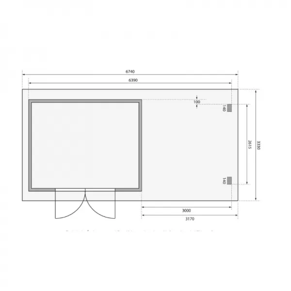 Dřevěný domek KARIBU BASTRUP 7 + přístavek 300 cm (73308) natur LG2935