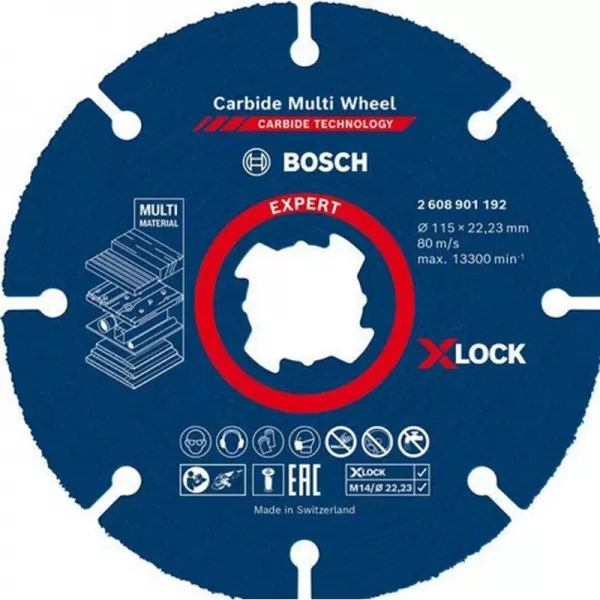Víceúčelové řezné kotouče EXPERT Carbide Multi Wheel X-LOCK 115 mm, 22,23 mm Bosch 2608901192