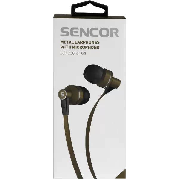 Sluchátka do uší s mikrofonem SENCOR SEP 300 MIC KHAKI MET