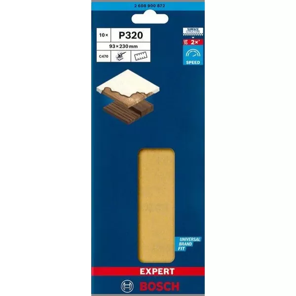 Brusné papíry EXPERT C470 s 8 otvory pro vibrační brusky 93 × 230 mm, P320, 10 ks Bosch 2608900872