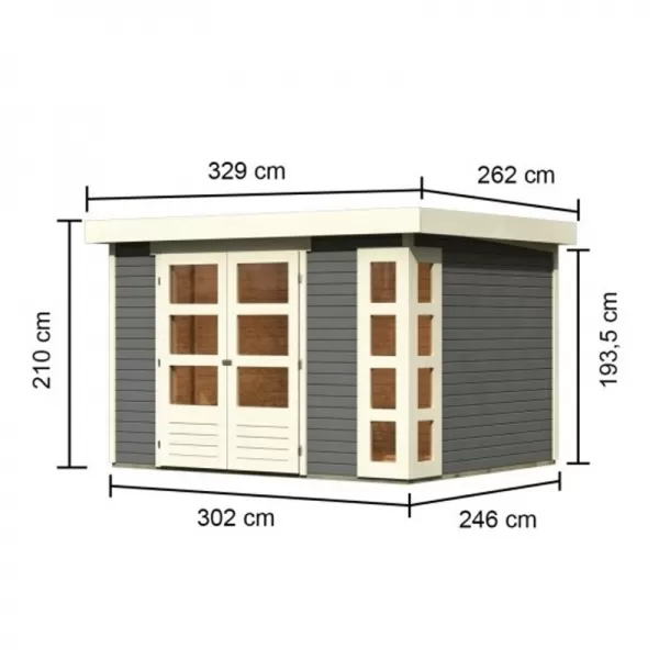 Dřevěný domek KARIBU KERKO 5 (9184) šedý LG2982