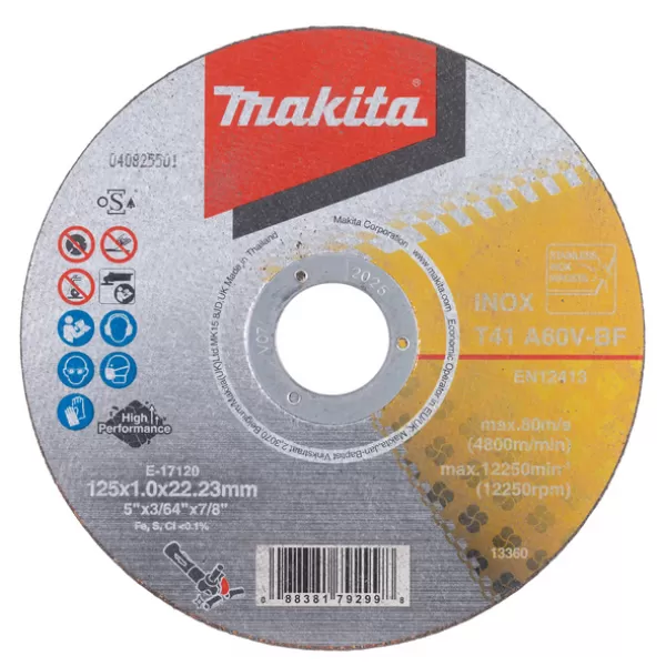 Kotouč řezný nerez 125x1,0x22,23mm A60V, 12ks Makita E-17120-12