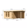 Dřevěný domek KARIBU KERKO 5 + přístavek 240 cm včetně zadní stěny (9195) natur LG2985