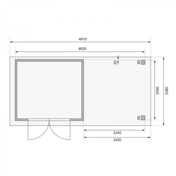 Dřevěný domek KARIBU ASKOLA 3 + přístavek 240 cm (82905) šedý LG1765