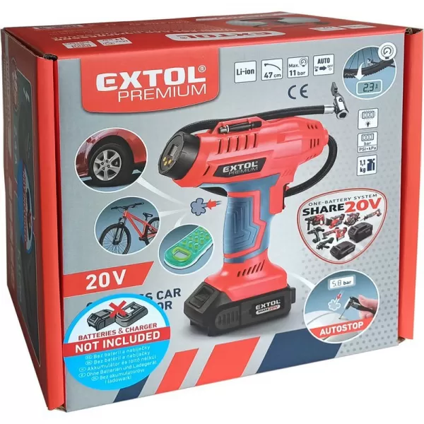 Aku domácí kompresor 2,0Ah 20V EXTOL PREMIUM SHARE 8891874