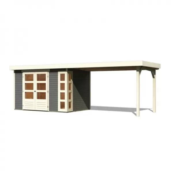 Dřevěný domek KARIBU KERKO 4 + přístavek 280 cm (82945) šedý LG2976