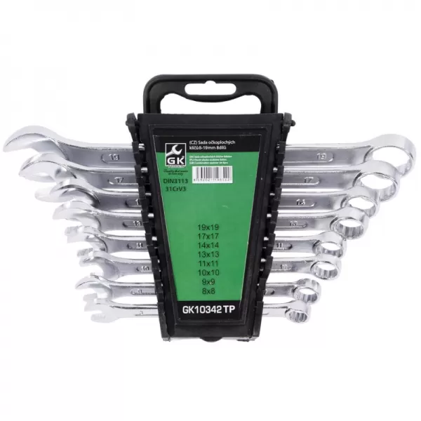 Sada očkoplochých klíčů, chrom 8 dílů, 8-19 mm, plastový držák GK TOOLS GK10342TP