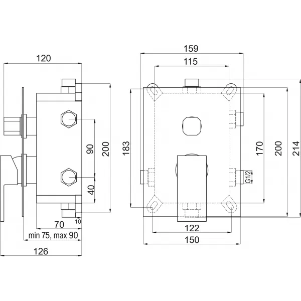 Podomítková baterie s boxem 3 vývody EDGE Novaservis BOX36051RX,0