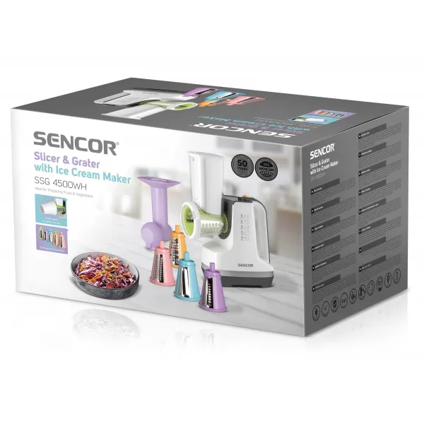 Elektrický kráječ a struhadlo s výrobníkem zmrzliny SENCOR SSG 4500WH