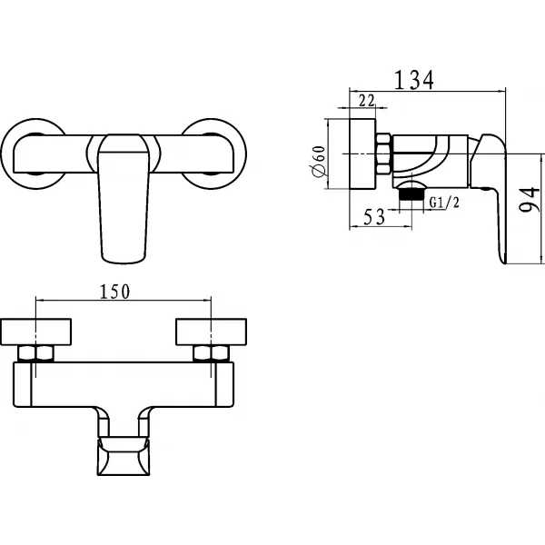 Sprchová baterie bez příslušenství 150 mm Nobless Tina chrom Novaservis 38061/1,0